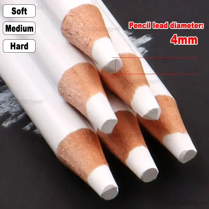 

3Pcs Set White Charcoal Pencils 4mm Lead Core Soft Medium Hard Highlight Processing Rendering For Art Sketch Drawing Stationery