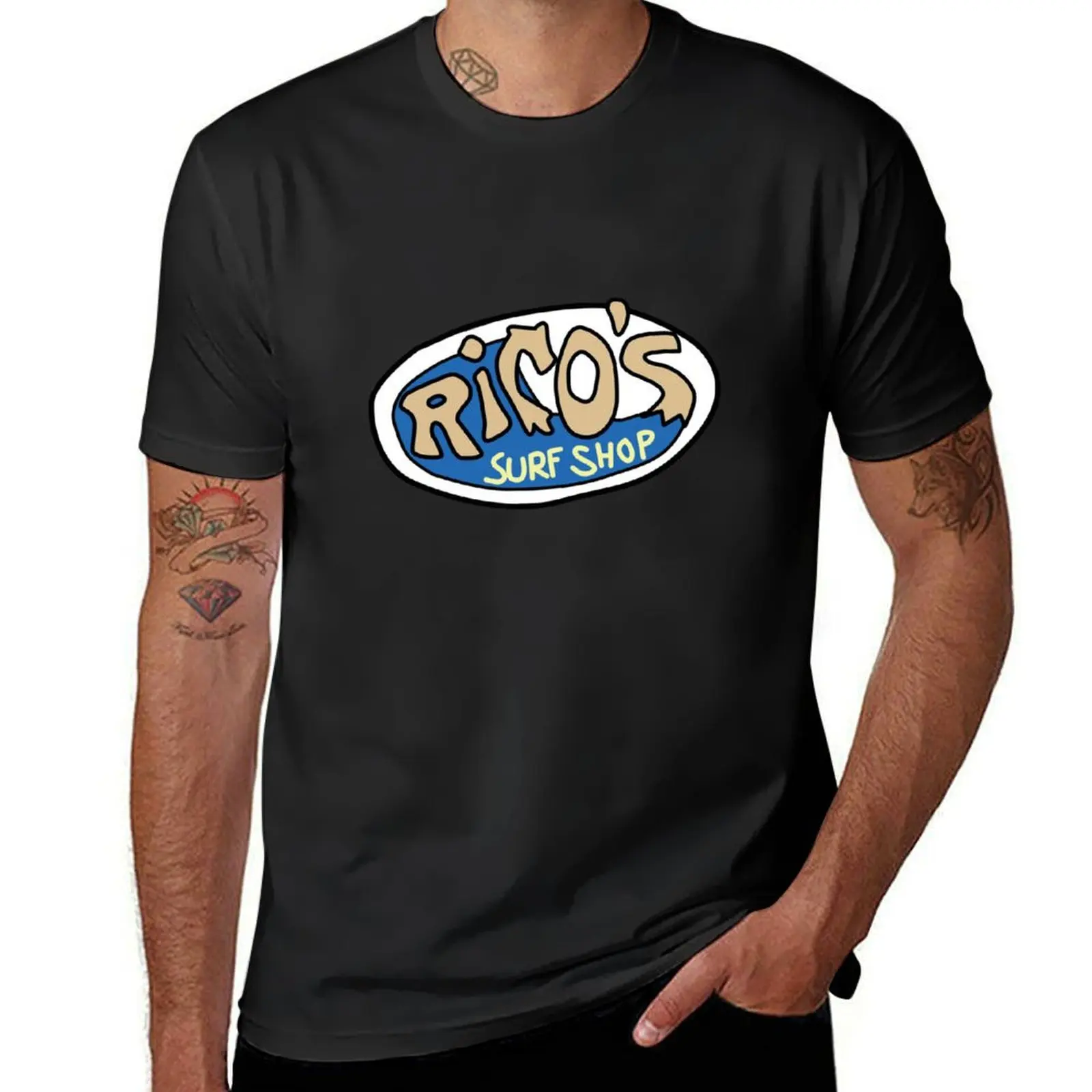 Rico's Surf Shop Logo T-Shirt oversized customizeds new edition boys animal print men workout shirt