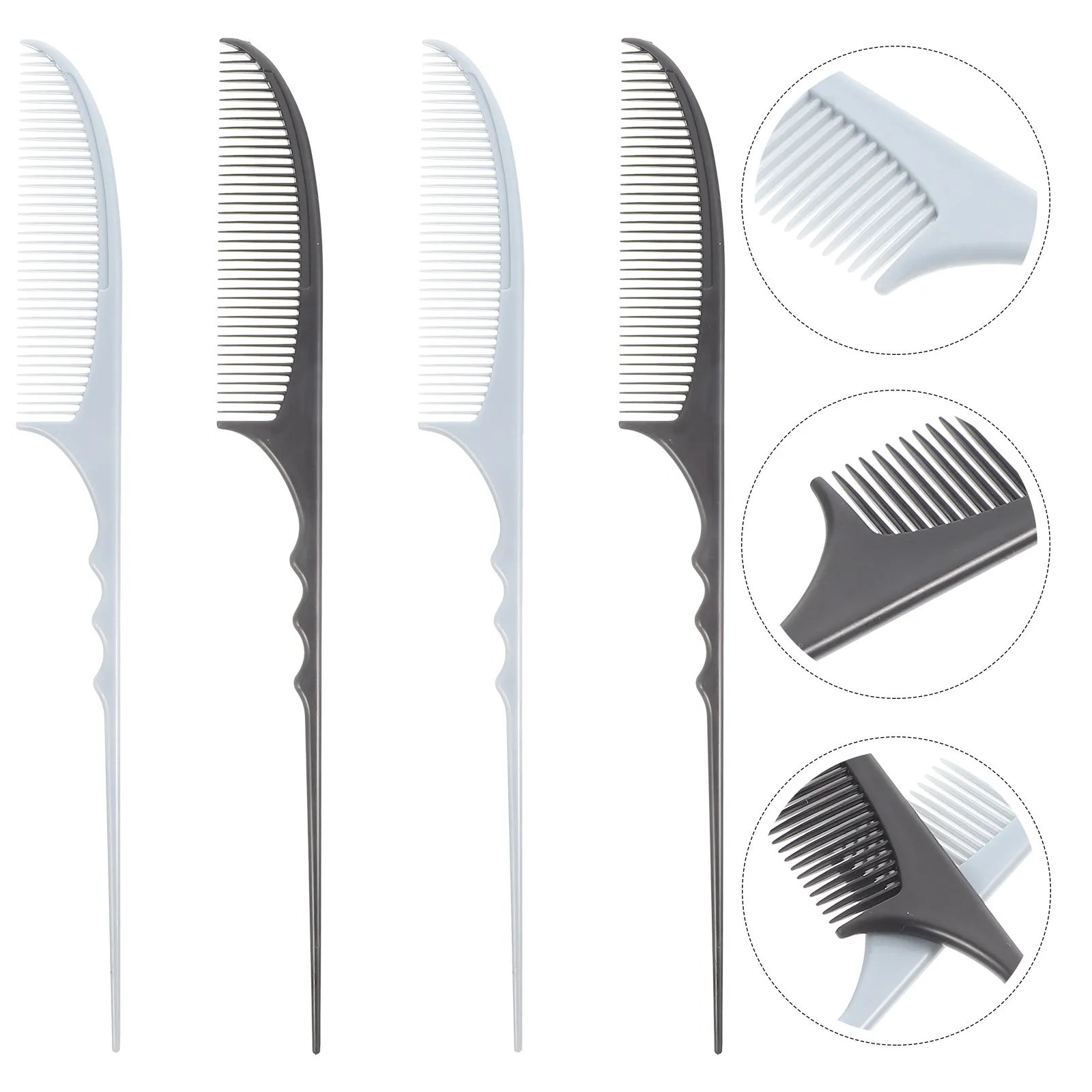 

4Pcs Tail Comb Set Antistatic Pin Tail Combs Haircutting Combs Professional Hair Styling Tools Detangling for Thick Curly Hair