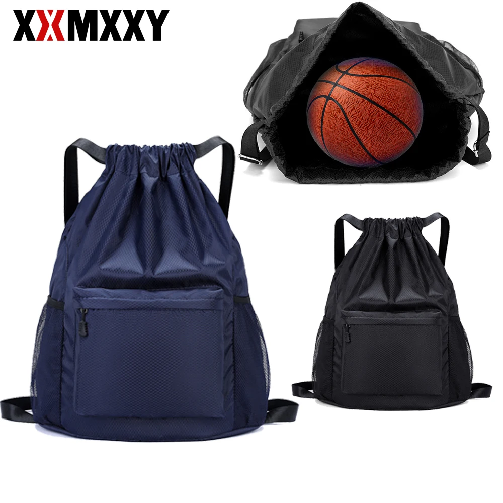 1PCS Water Resistant Drawstring Backpack with Side & Zip Pocket, Gym Sack Bag for Men Women
