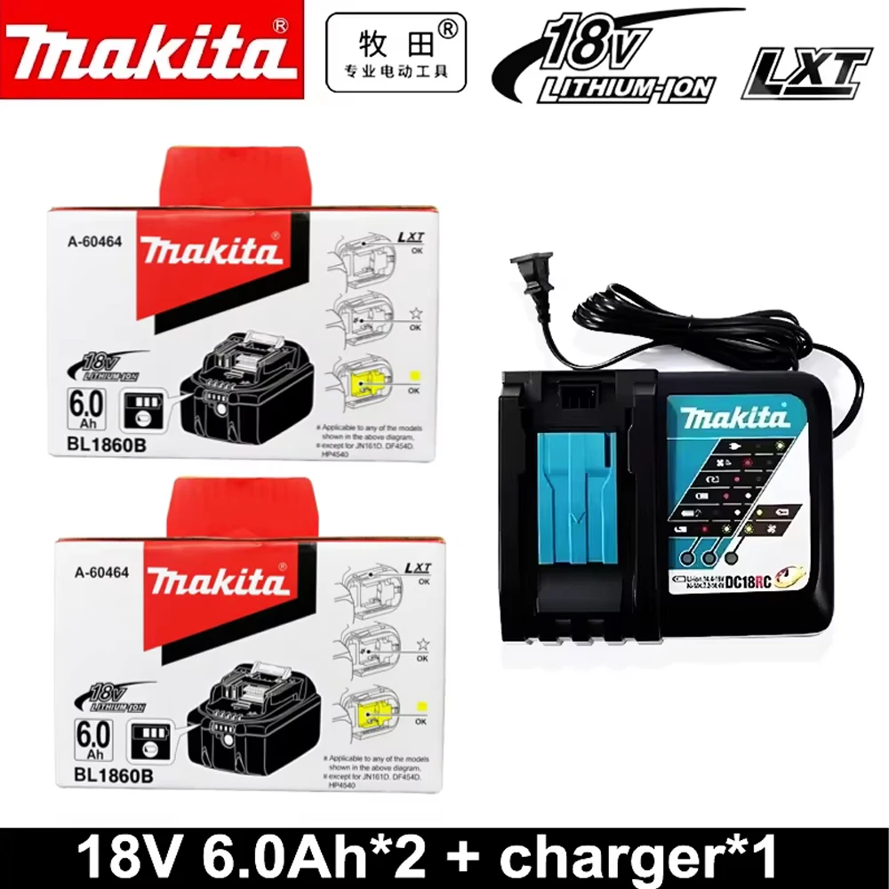 

100% Genuine Makita 6Ah for Makita 18V Battery BL1860B BL1840 BL1830B BL1850B BL1850 BL1860 BL1815Replacement LithiumBattery