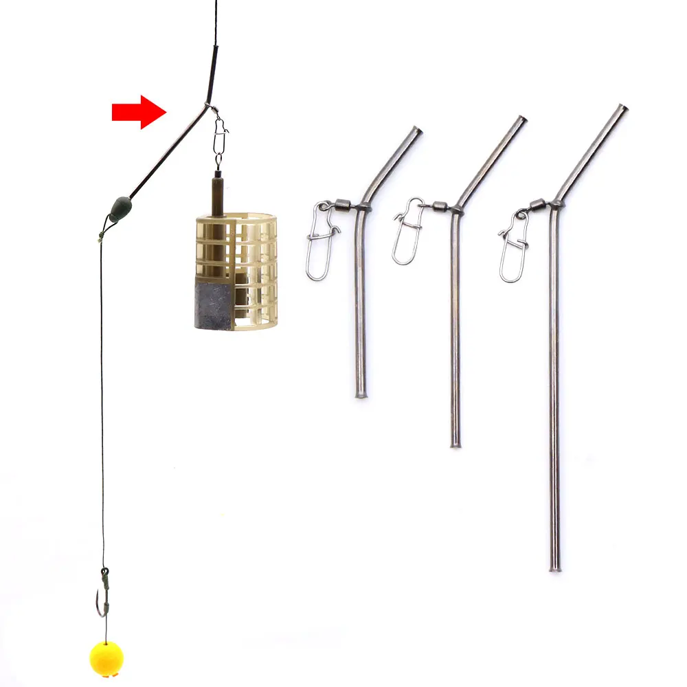 3szt Akcesoria wędkarskie do połowu karpi Anti Tangle Leger Boom Method Feeder Rig Bait Cage Connector Hook Snap Swivels For Carp Tackle