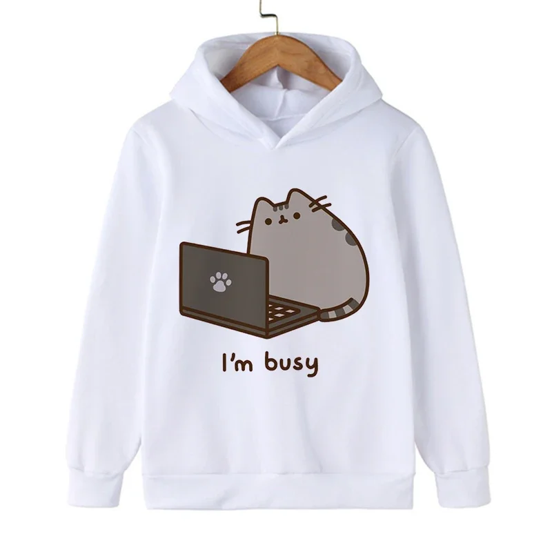 Sweatshirts Manga Cartoon Cat Hoodie Funny Children Cat Clothes Kid Girl Boy Manga Sweatshirt Hoody Baby Casual Top