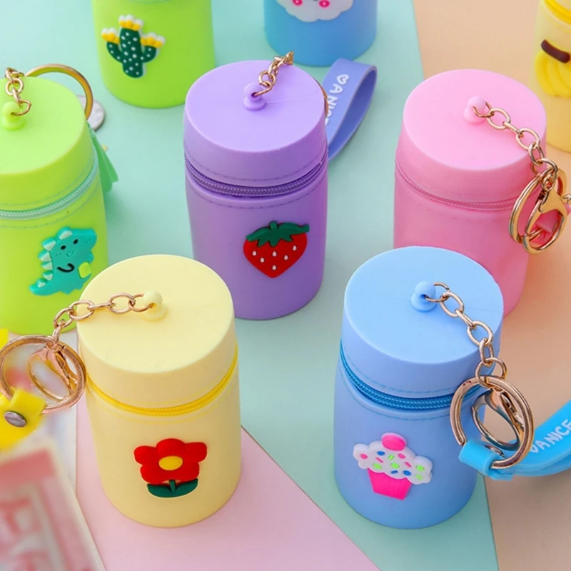 Mini Silicone Keychain Wallet Travel Friendly Coin Purse Lip Gloss Storage Pouches Key Pouches Change Bag