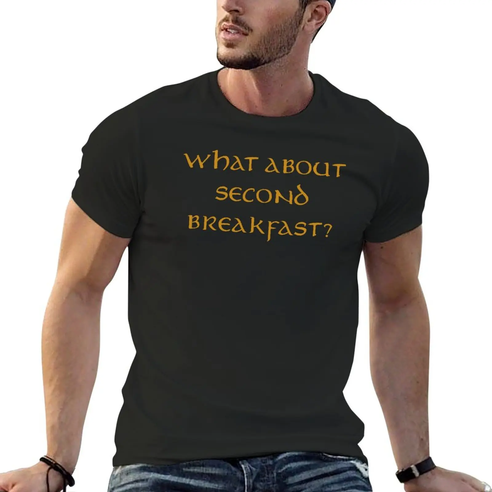 What About Second Breakfast? T-Shirt summer tops blue archive summer clothes mens graphic t-shirts