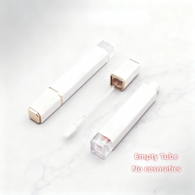 10개입 4.5ml 사각형 무광 흰색 뚜껑 빨간색 튜브 아이라이너 성장액 병 컨실러 빈 튜브 재고 있음