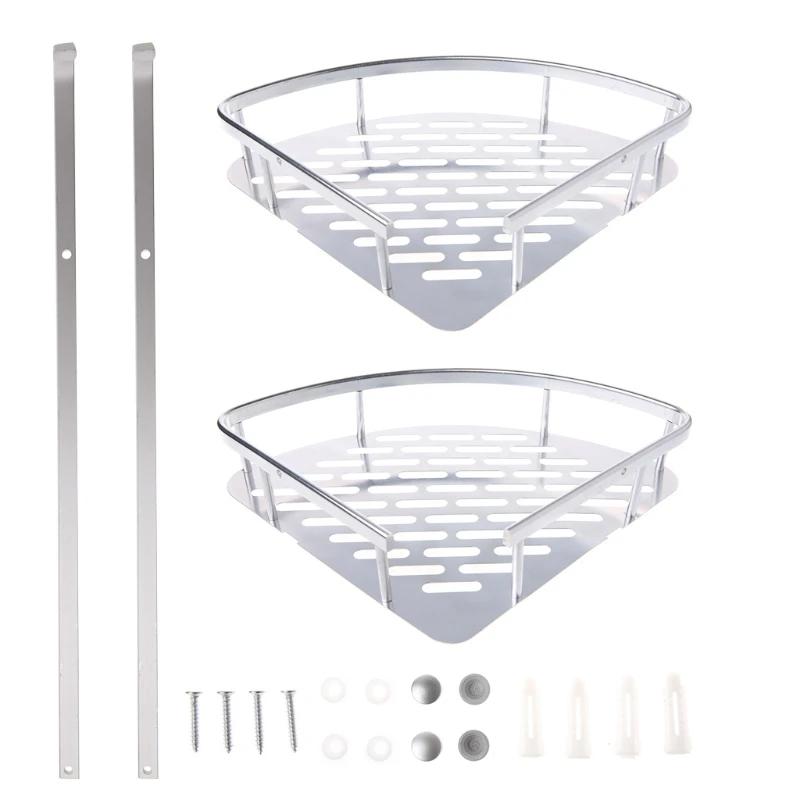 

Bathroom Shelf Shower Rack Kitchen Storage Aluminum Suction Corner 3 Tiers