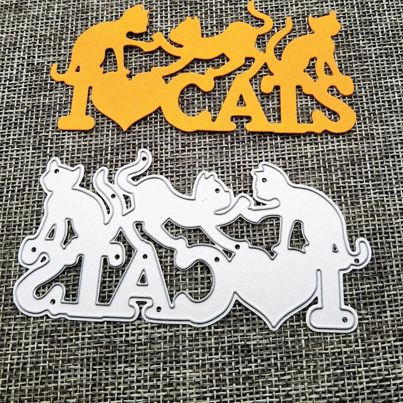 I Love for Cat Metal Cutting Dies Stencil DIY Scrapbooking Album Paper Card Temp DropShipping