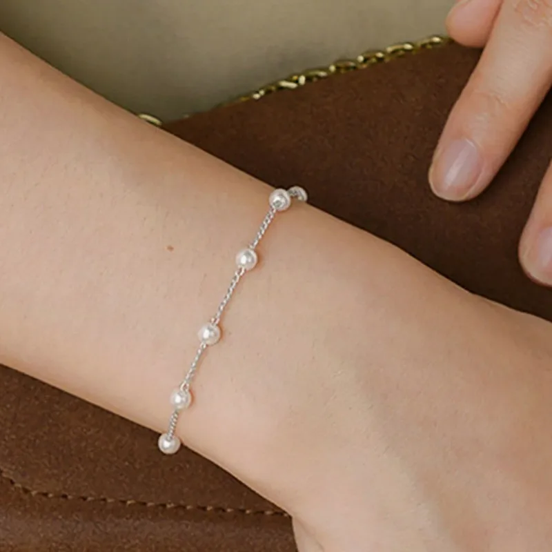 Mini Summer Pearl Bracelets for Women Fashion Silver Color Adjustable Elegant Pearls Bangle Fine Wedding Banquet Jewelry Gifts