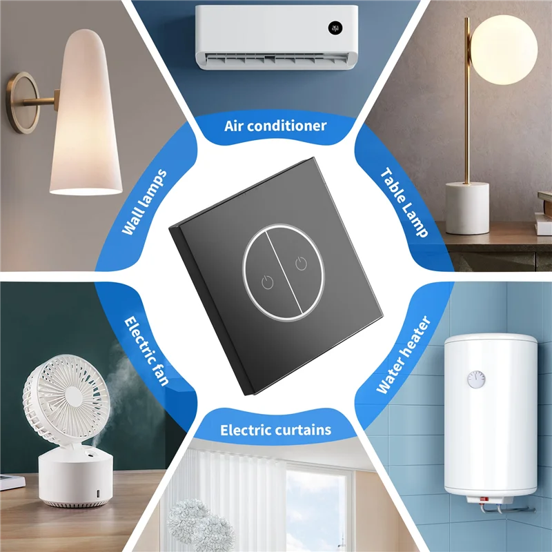 A97I-Tuya Wifi Smart Switch Two-Opening Glass Panel Touch Switch Universal For European And National Standards
