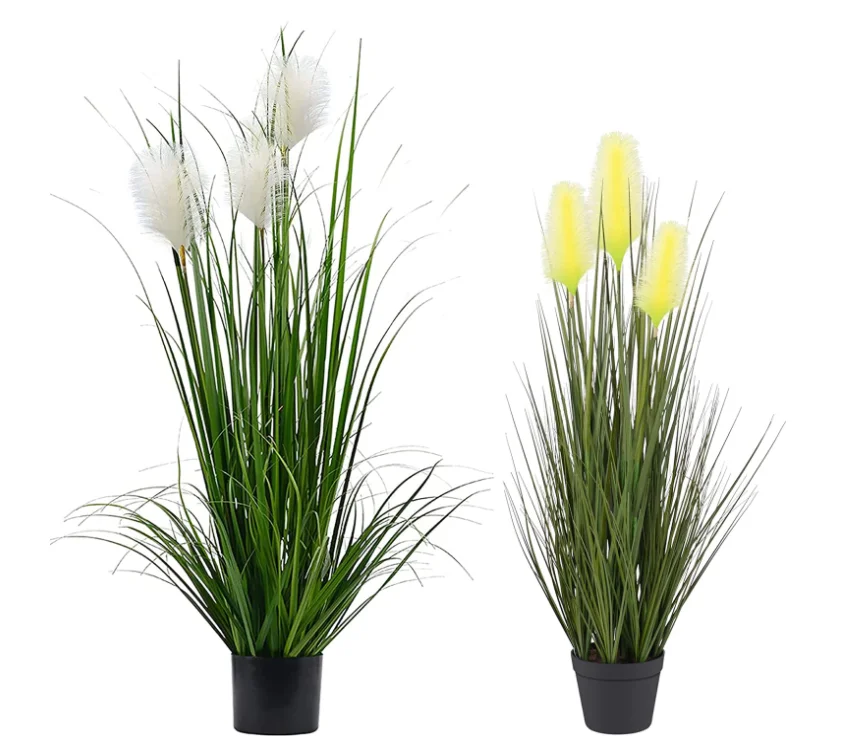 

Home Decoration Greenery Plants Artificial Reed Flowers Tall Faux Plant Potted Faux Pampas Reed Grass For Wedding Decor