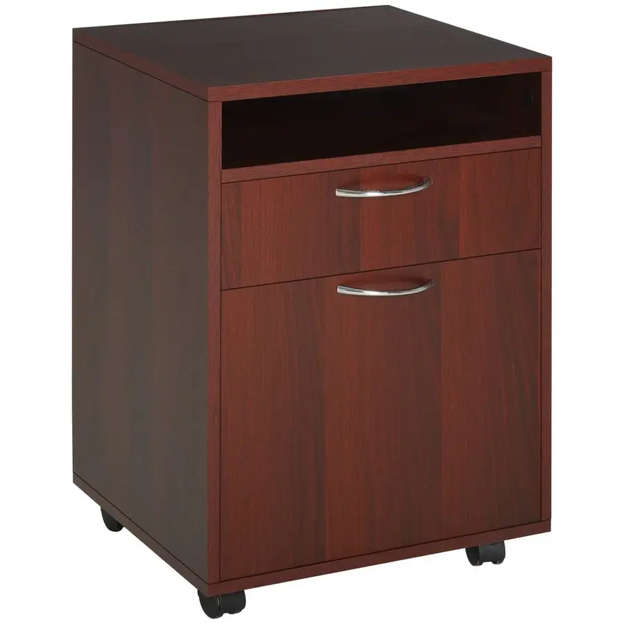 

Mobile Storage Cabinet Organizer with Drawer and Cabinet, Printer Stand with Castors, Brown