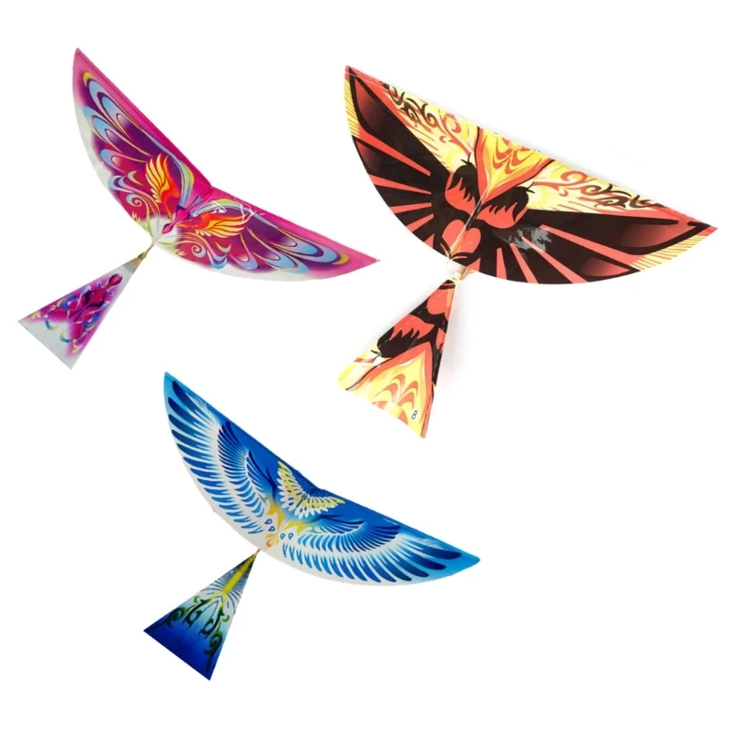 10pieces DIY Assembly Rubber Band Power Bird Toy Party Outdoor Kites Game