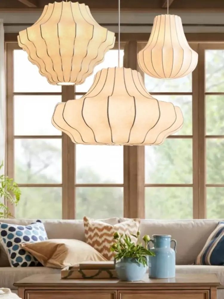 

Creative Cocoon Pendant Lamp Wabi Sabi Style Pendant Light For Living Room Bedroom Dining Room Decor LED Silk Hanging Light