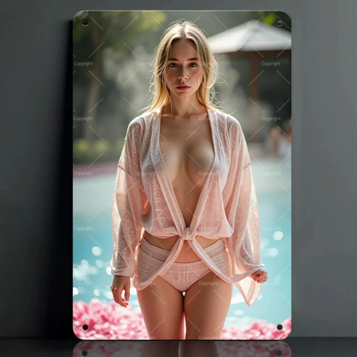 Vintage Metall Blechschild Sexy Bikini Frau Retro Wandkunst Dekor Wasserdicht Langlebig