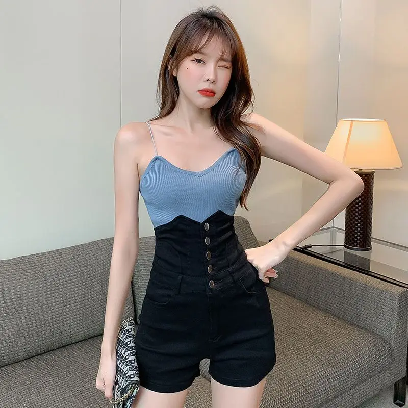 2025 New Gentle Bottoms Korean for Women Shorts Highi Waist Single Breasted Tunic Pants Solid Color Chic Summer Pantalones Wh3