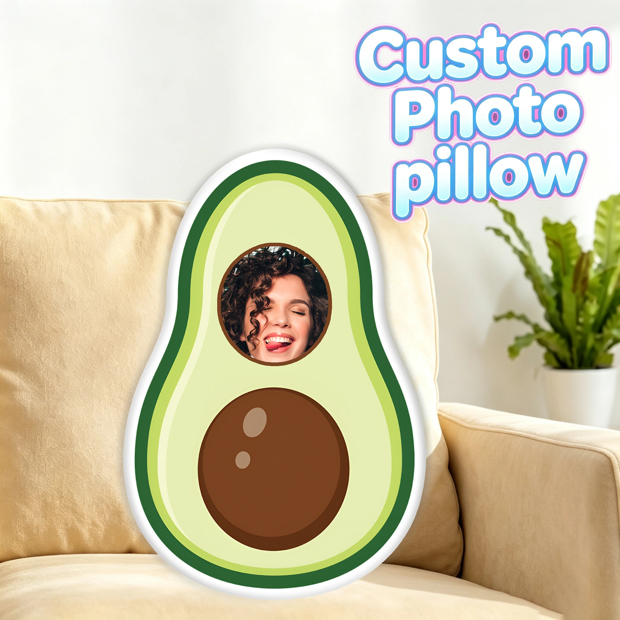 Customized Humorous Avocado Throw Pillows Stuffed Soft  Plush Cushion Pillow for Bed Sofa Decoration Home Interesting Gift