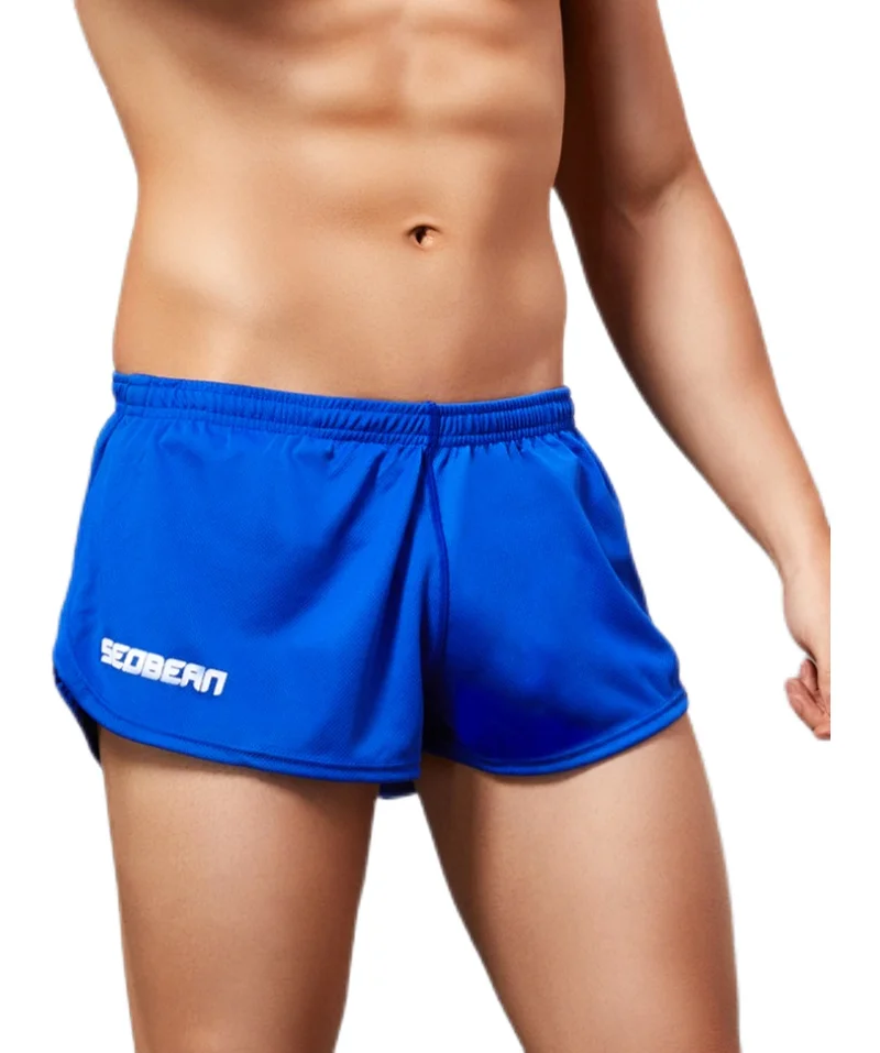 Men's flat shorts for sports, fitness, running, marathon, casual home, loose, quick drying, breathable, solid color underwear