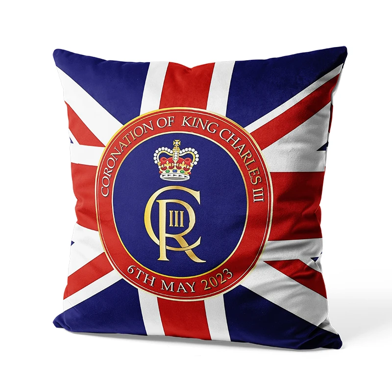 Aertemisi 18'' x 18''  King Charles III Coronation Square Throw Pillow Cushion Covers Cases Pillowcases 45cm x 45cm