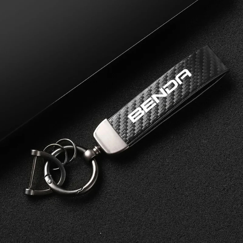 1PCS Leather Carbon Fiber Motorcycle Key Chains KeyChain For BENDA Benda BD300 BD 300 Motorcycle Key Accessories 2024 2025