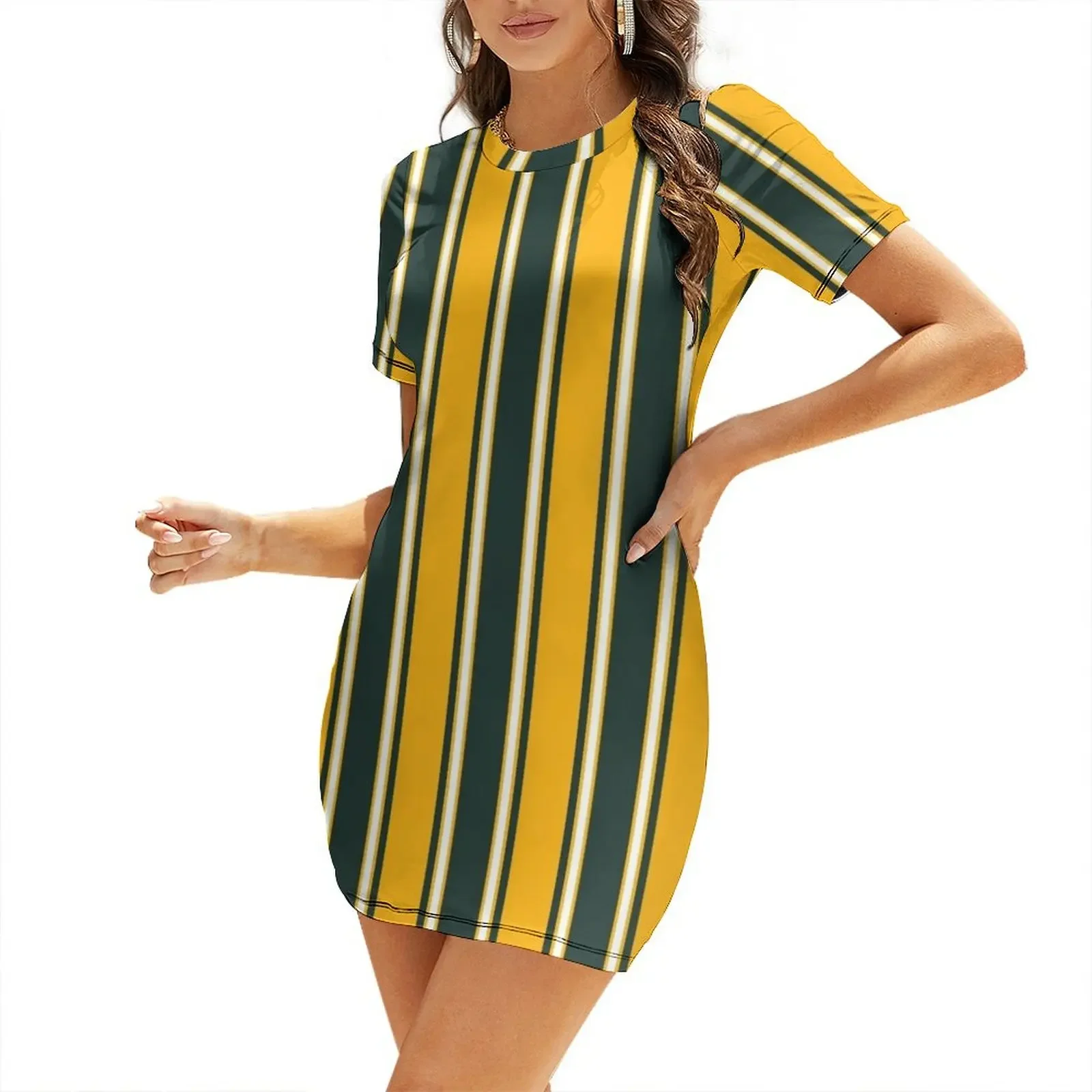 

Green Bay Wisconsin Football Stripes Shirts Stickers Short-Sleeved Dress wedding dresses for parties dresses for womens 2026