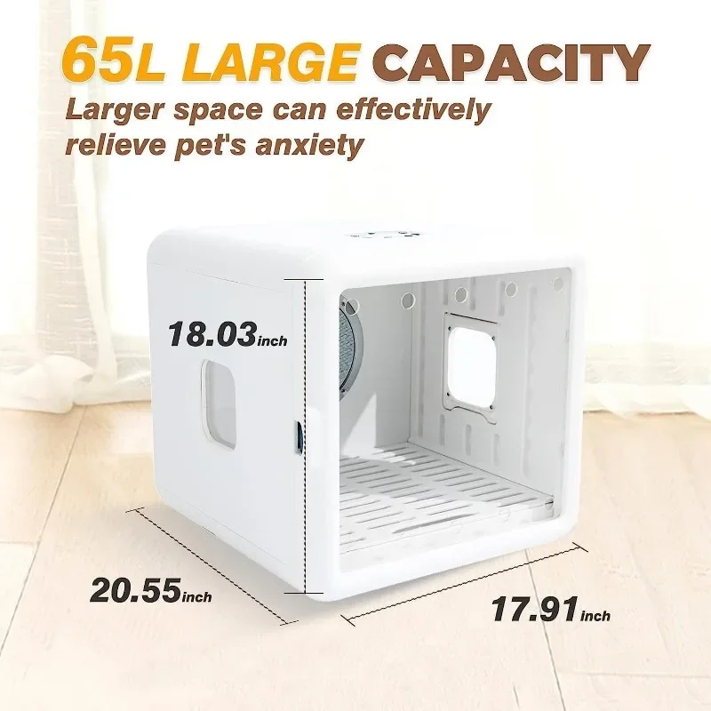 65L Automatic Pet Dryer Box for pets with Smart Temperature Control 360 Drying Quick Drying Pet Hair Adjustable Temperature