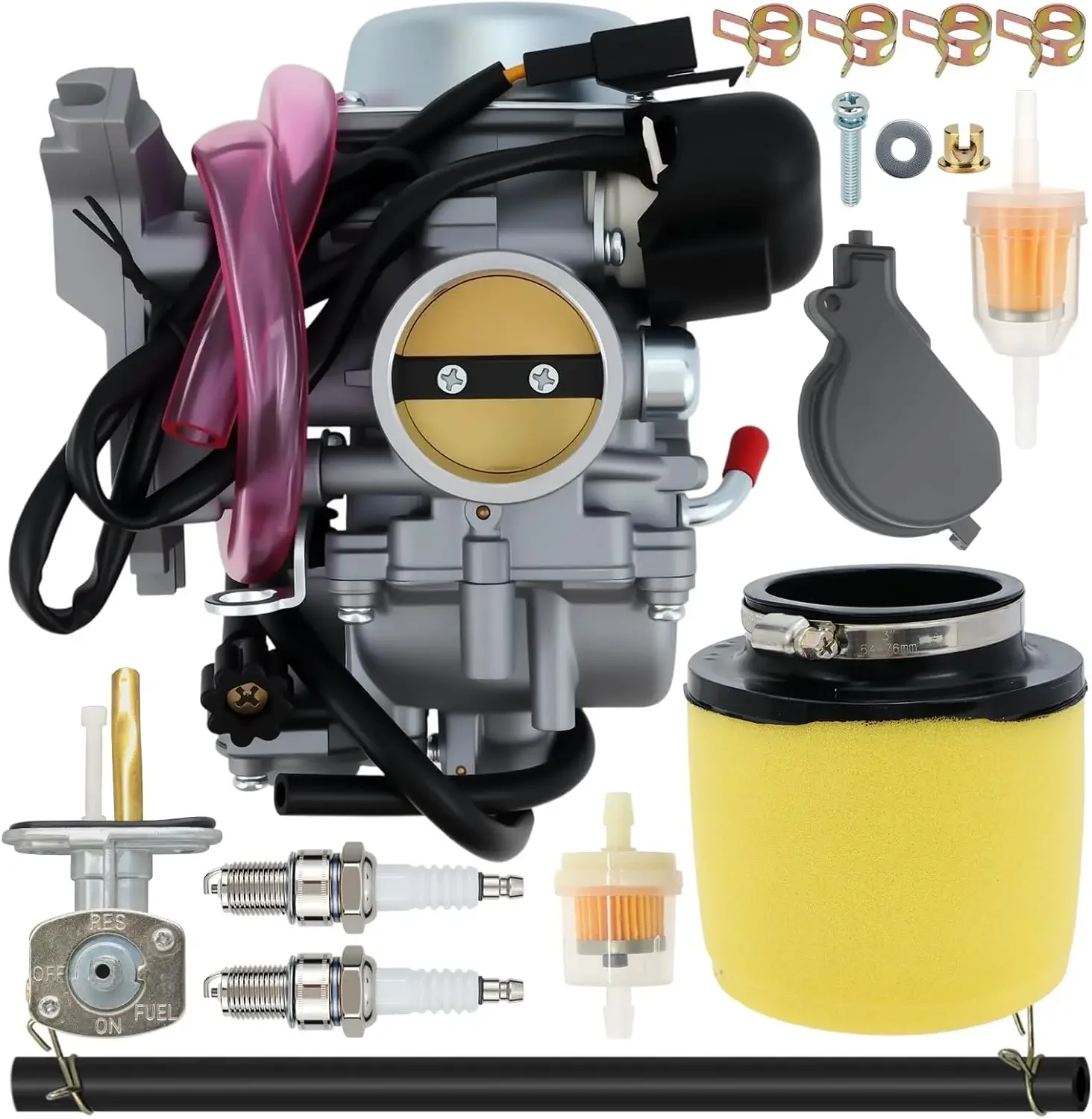 For 0470-843 Carburetor Fit for Arctic Cat 350 366 400 ATV Carb with Fuel Petcock Switch and Air Filter Replace 0470-737