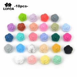 LOFCA 10pcs Rose Flower  Silicone  Bead   For Jewelry Making Bracelet Necklace Earring DIY Craft Handmade Accessories