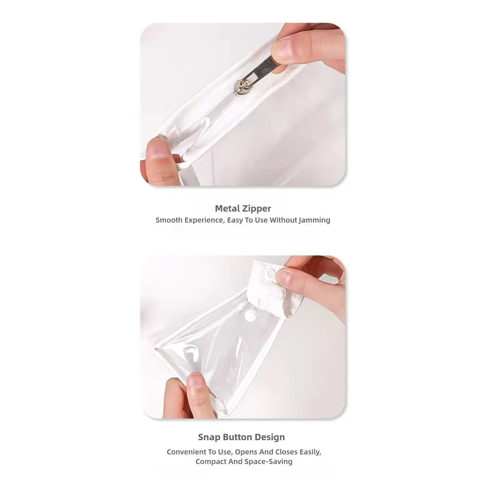 Multifunctional PVC Pen Bag Waterproof Transparent Pencil Case Zipper Design Large Capacity Stationery Storing Bag Gift