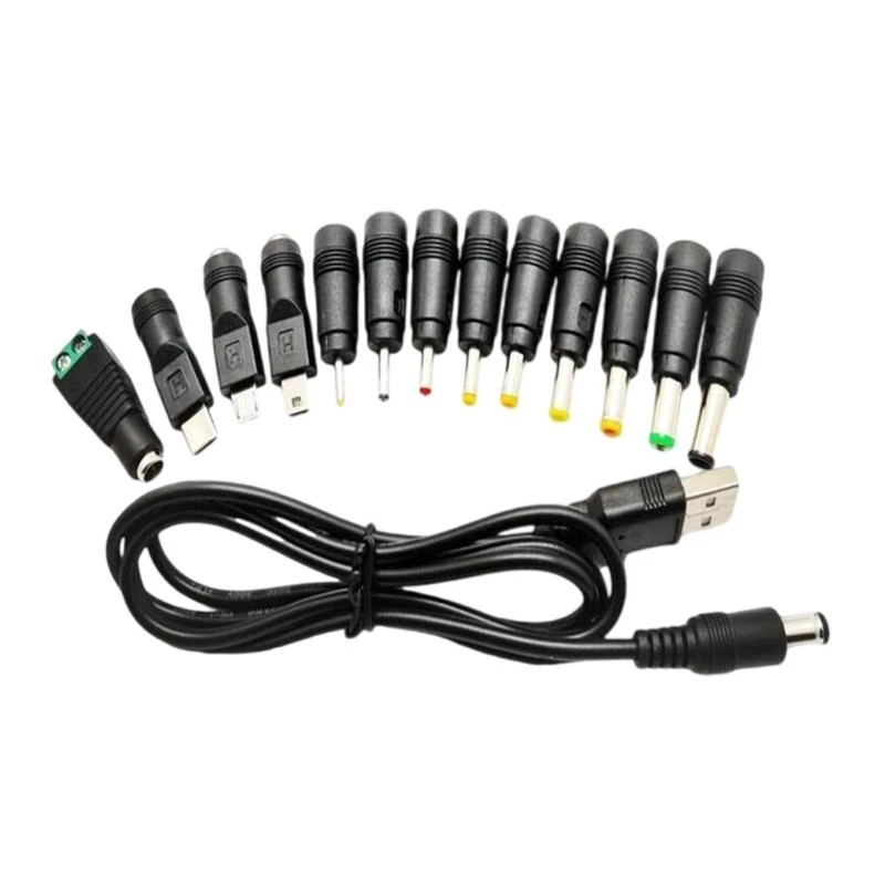 

Кабель для зарядного устройства USB до 5,5x2,1 мм заглушка 13 разъемы для разъемов для динамиков светодиодные фонари