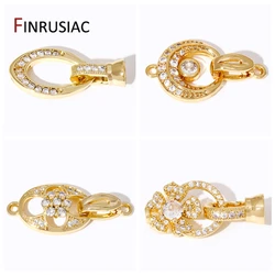 18K Gold Plated Zircon Fasteners Accessories Closure Lock Clasps For DIY Needlework Beads Pearls Jewelry Making Findings