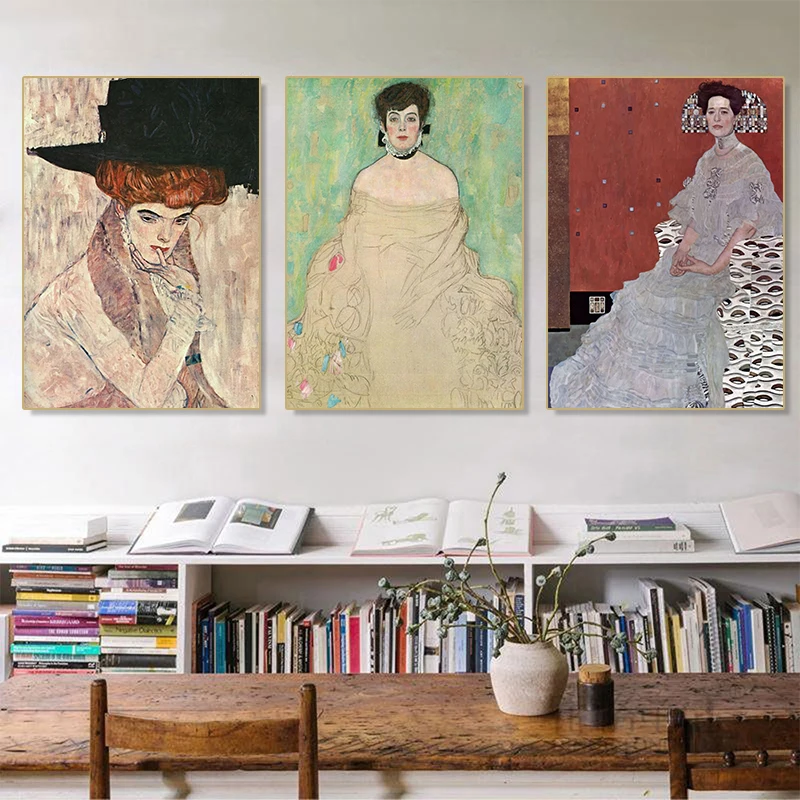 Gustav Klimt Artwork Woman Portrait Painting Posters and Prints Wall Art Picture Canvas Painting for Living Room Home Decoration