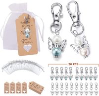 20pcs Party Favours Angel Keychain Pearl Pendant Yarn Bag Wedding Birthday Party Small Gift Metal Luggage Keychain