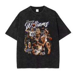 Jason Williams T Shirt Basketball Players White Chocolate Vintage Washed Tops Tees Hip Hop Short Sleeve Oversized T-shirt Cotton