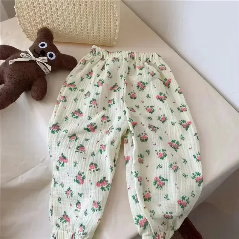 Summer Cute Print Soft Muslin Clothes Pants Organic Cotton Baby Pants Newborn Toddlers Spring  Pantalons Capris