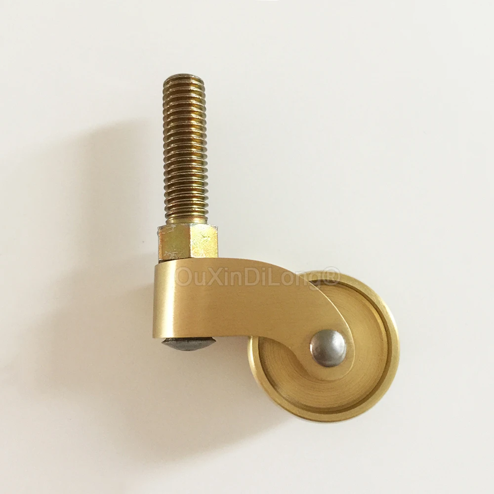 Brand New 4PCS 1'' Pure Brass Casters Wheels Table Chair Sofa Bar Piano Universal Furniture Rollers 360° Swivel Castors Pulleys