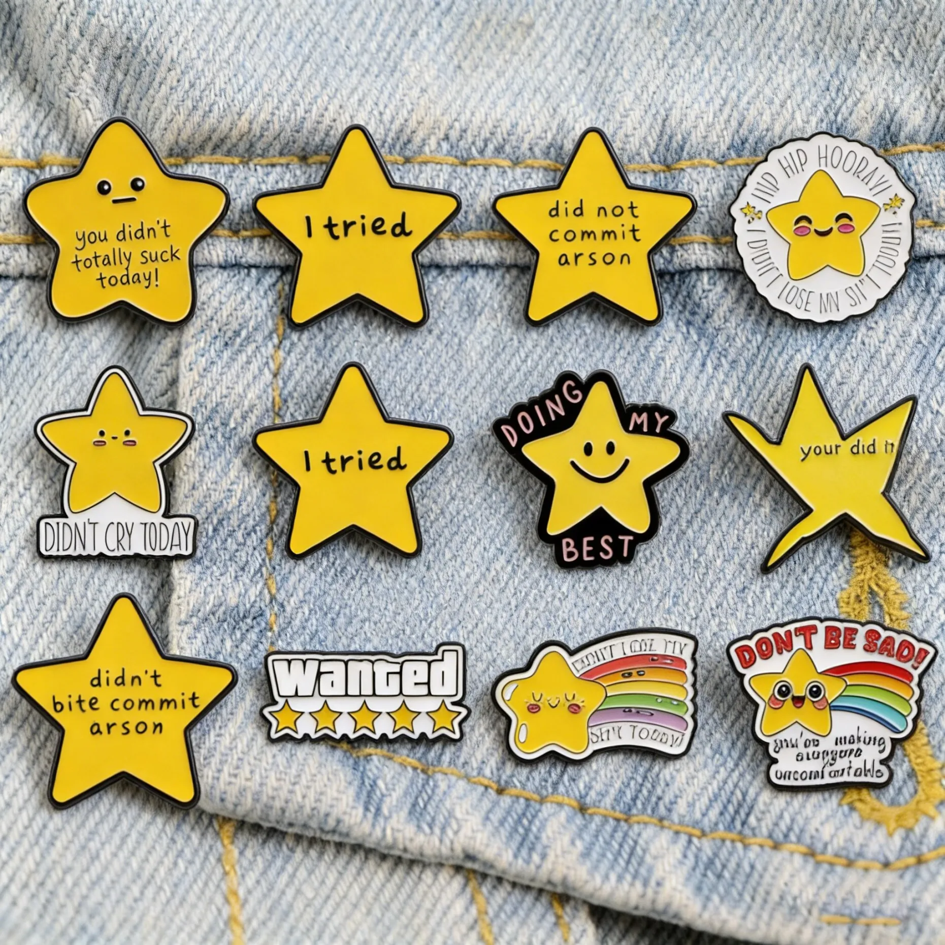 

Funny Self Care Stars Enamel Pin Cute Motivational Quote Brooch for Backpacks Hats Unique Gift for Friends Fashion Jewelry