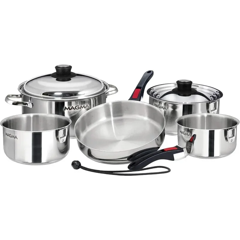 Magma Products, Gourmet Nesting Stainless Steel Cookware Set, Induction Cooker Suitable for Cooking A Variety of Gourmet Dishes