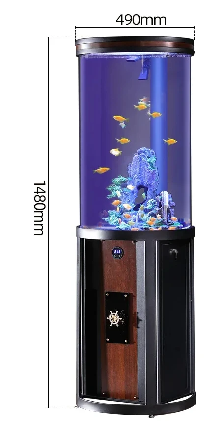 Cylindrical Fish Tank Living Room Small Change Water Fish Tank Acrylic Ecological Bottom Filter Fish Tank Aquarium