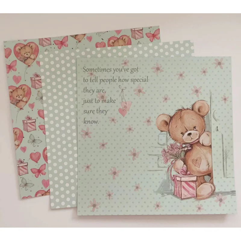 

Cute Little Bear Mom and Baby Love Sweet Birthday Balloon Single Face Paper Background DIY Scrabook Album Greeting Card Crafts