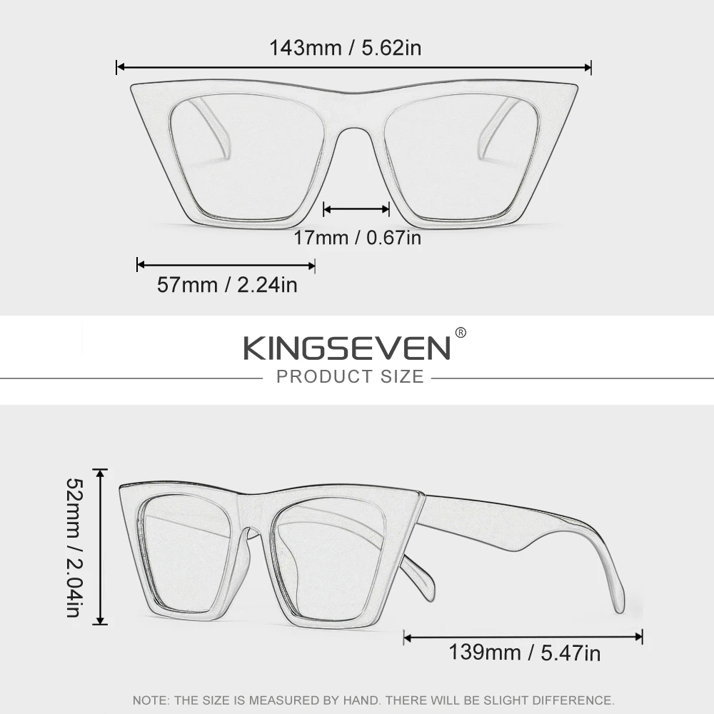 KINGSEVEN Damen Luxus Casual Sonnenbrille UV400 Frauen Mode-Brille Freizeit Katzenaugen Casual Y2K Eckige Brillengestelle – Detail 2