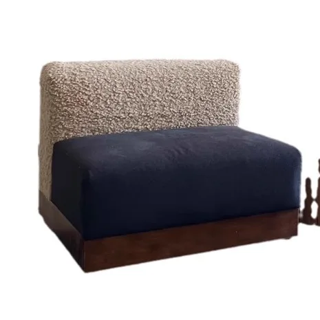 

Color matching medieval sofa | Solid wood single sofa living room balcony designer leisure chair retro style fabric sofa