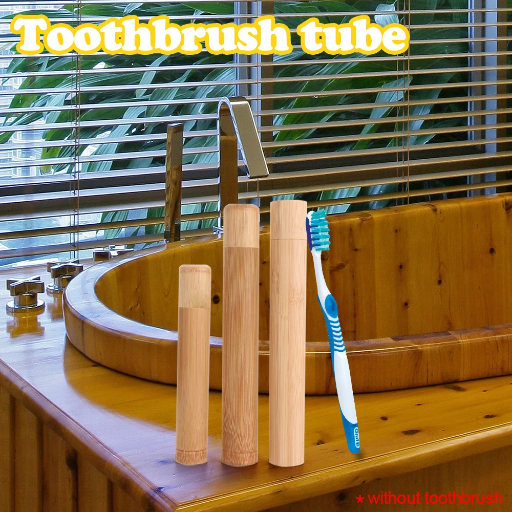 Handle Tube Eco Friendly Adults Wooden Tools Toothbrush Case Bamboo Tube Portable