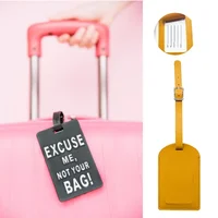 PU Leather Boarding Bag Tag Travel Luggage For Women Men Suitcase Identifier Label Baggage Name ID Address Holder Accessories 6