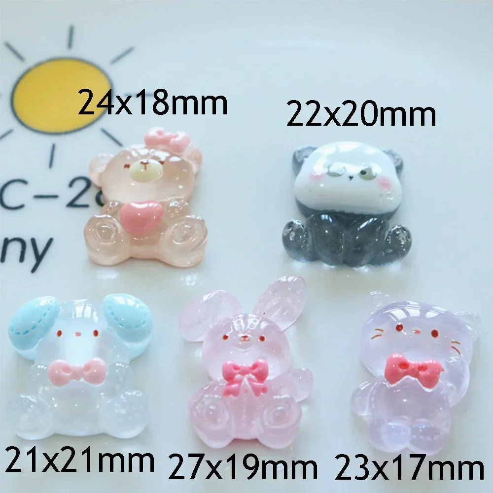 10PCS Clear Panda Rabbit Series Resin Flat Back Cabochons For Scrapbooking DIY Jewelry Craft Embellishments Accessories