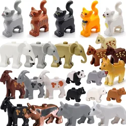 MOC City Animal Building Blocks Goat Wolf Penguins Eagle Goat Rabbit Pet Cat Dog Dairy Cattle Accessories Mini Bricks Toys Gifts