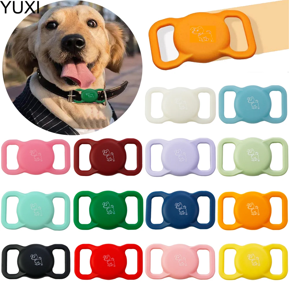 For Airtag Protective Case Hollow Silicone Pet Dog Cat Collar Holder For Apple GPS Anti-Lost Tracker Keychain Cover Accessories