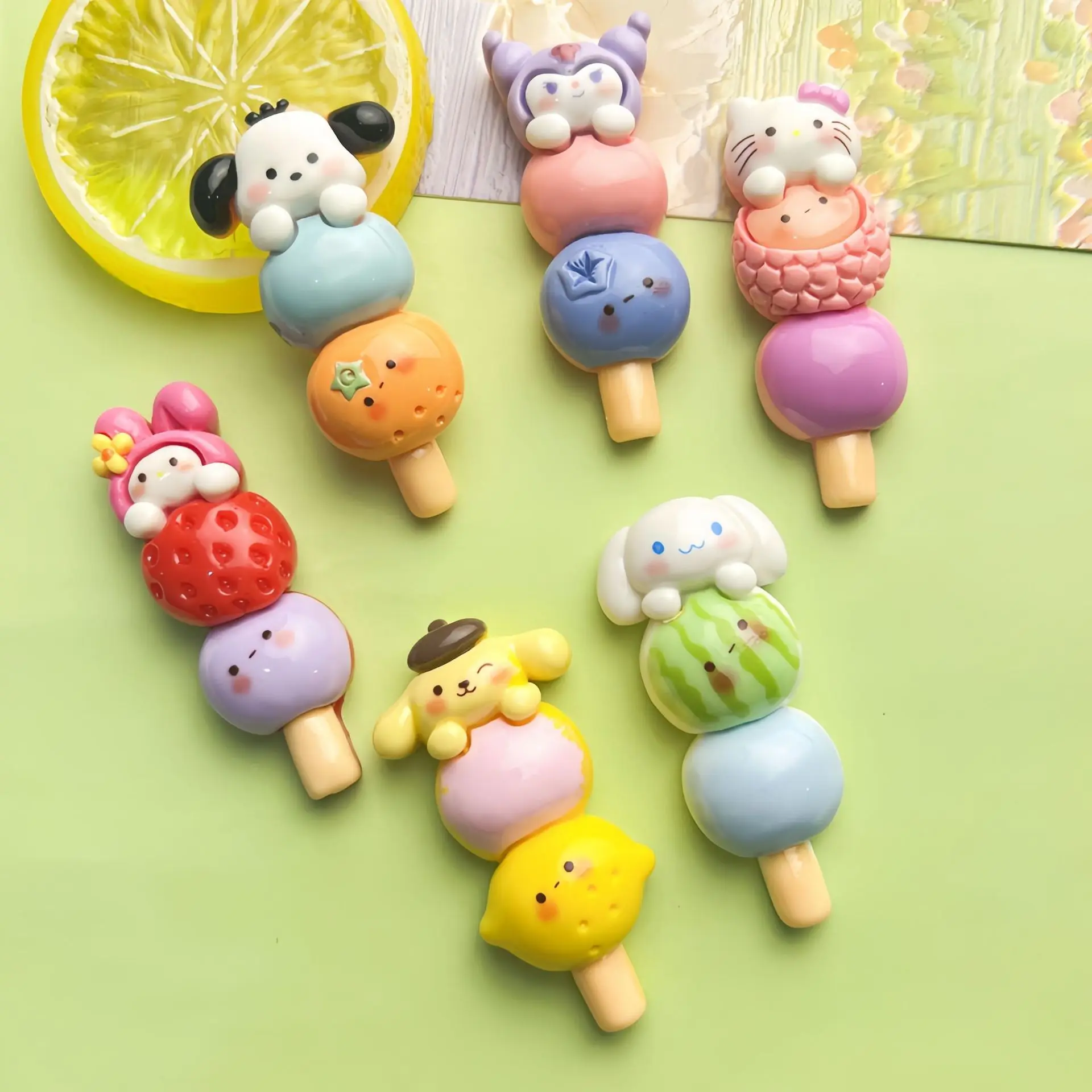 2Pcs Cute sanrio lollipop series Cartoon Resin Flatback Handmade Resin Accessories Crafts Materials Scrapbooking Embellishments