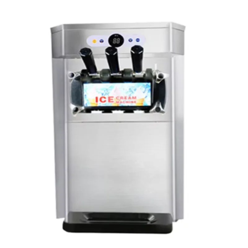 Commercial Soft Ice Cream Machine Automatic LED Screen Cleaning 3 Flavors