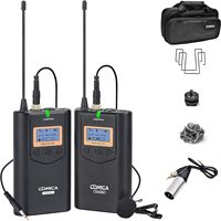 Wireless Lavalier Microphone System, Comica CVM-WM100 UHF 48 Channels Professional Wireless Microphone Compatible with Canon